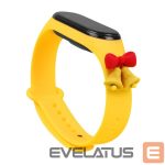 Nugarėlės dėklai Hurtel  Strap Xmas for Xiaomi Mi Band 3 / 4 Christmas Silicone Bracelet Strap with Bells - Yellow 