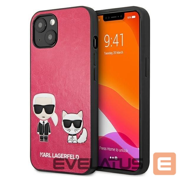 Nugarėlės dėklai Karl Lagerfeld Karl Lagerfeld Ikonik Karl&Choupette iPhone 13 mini case - fuchsia