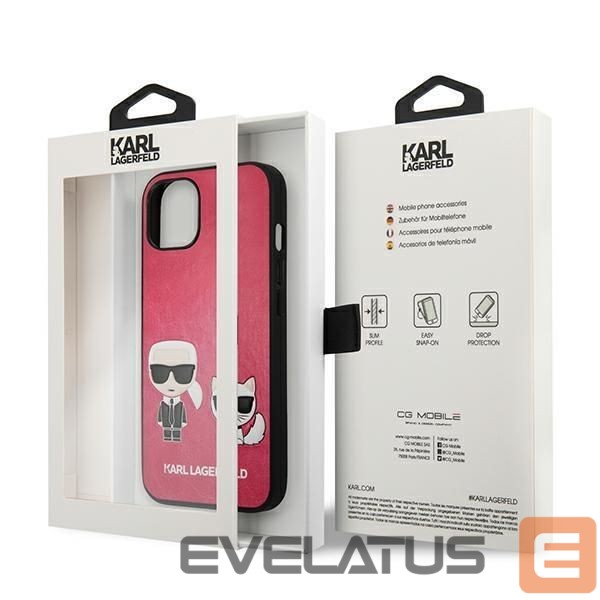 Nugarėlės dėklai Karl Lagerfeld Karl Lagerfeld Ikonik Karl&Choupette iPhone 13 mini case - fuchsia