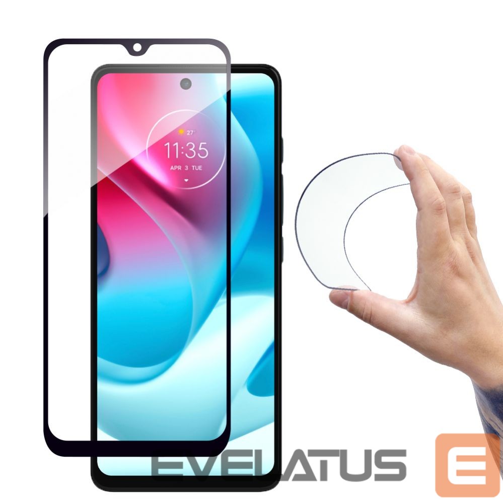 Apsauginiai stiklai Hurtel Full Cover Flexi Nano Glass Film Tempered Glass with Moto G60s Frame