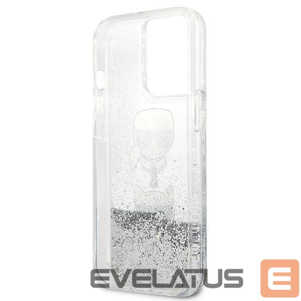 Nugarėlės dėklai Karl Lagerfeld Karl Lagerfeld Liquid Glitter Karl&Choupette Head case for iPhone 13 Pro Max - silver
