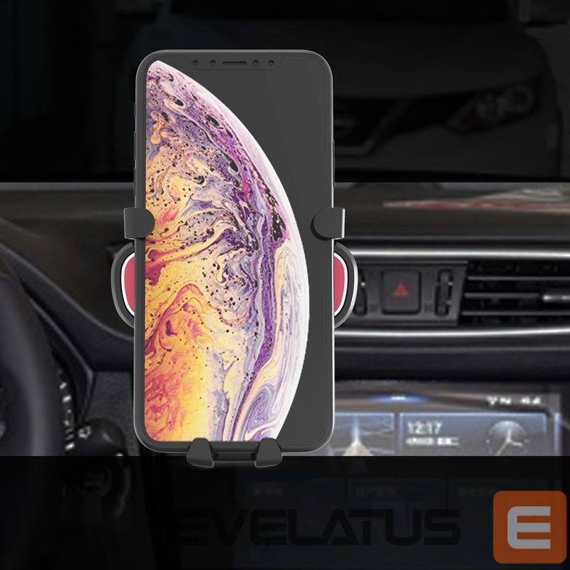 Automatinis laikiklis Hurtel Gravity smartphone car holder for air vent with air freshener silver (YC06)
