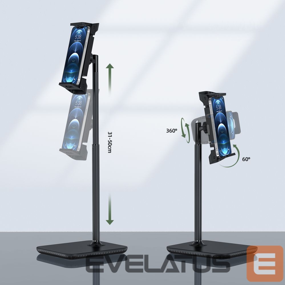 Automatinis laikiklis Acefast Acefast telescopic phone and tablet holder (135-230mm wide) for the desk 360 ° black (E4 black)