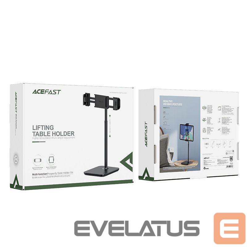 Automatinis laikiklis Acefast Acefast telescopic phone and tablet holder (135-230mm wide) for the desk 360 ° black (E4 black)