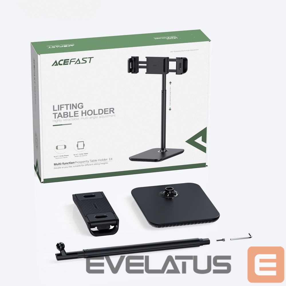 Automatinis laikiklis Acefast Acefast telescopic phone and tablet holder (135-230mm wide) for the desk 360 ° black (E4 black)