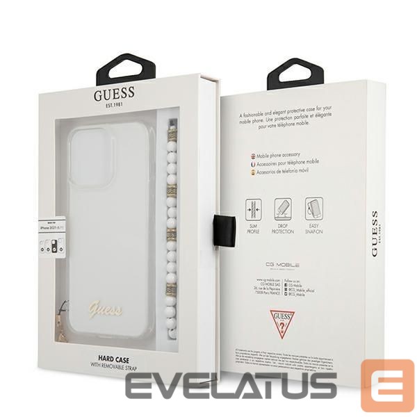 Nugarėlės dėklai Guess Guess GUHCP13LKPSWH iPhone 13 Pro / 13 6.1" Transparent Hardcase White Pearl