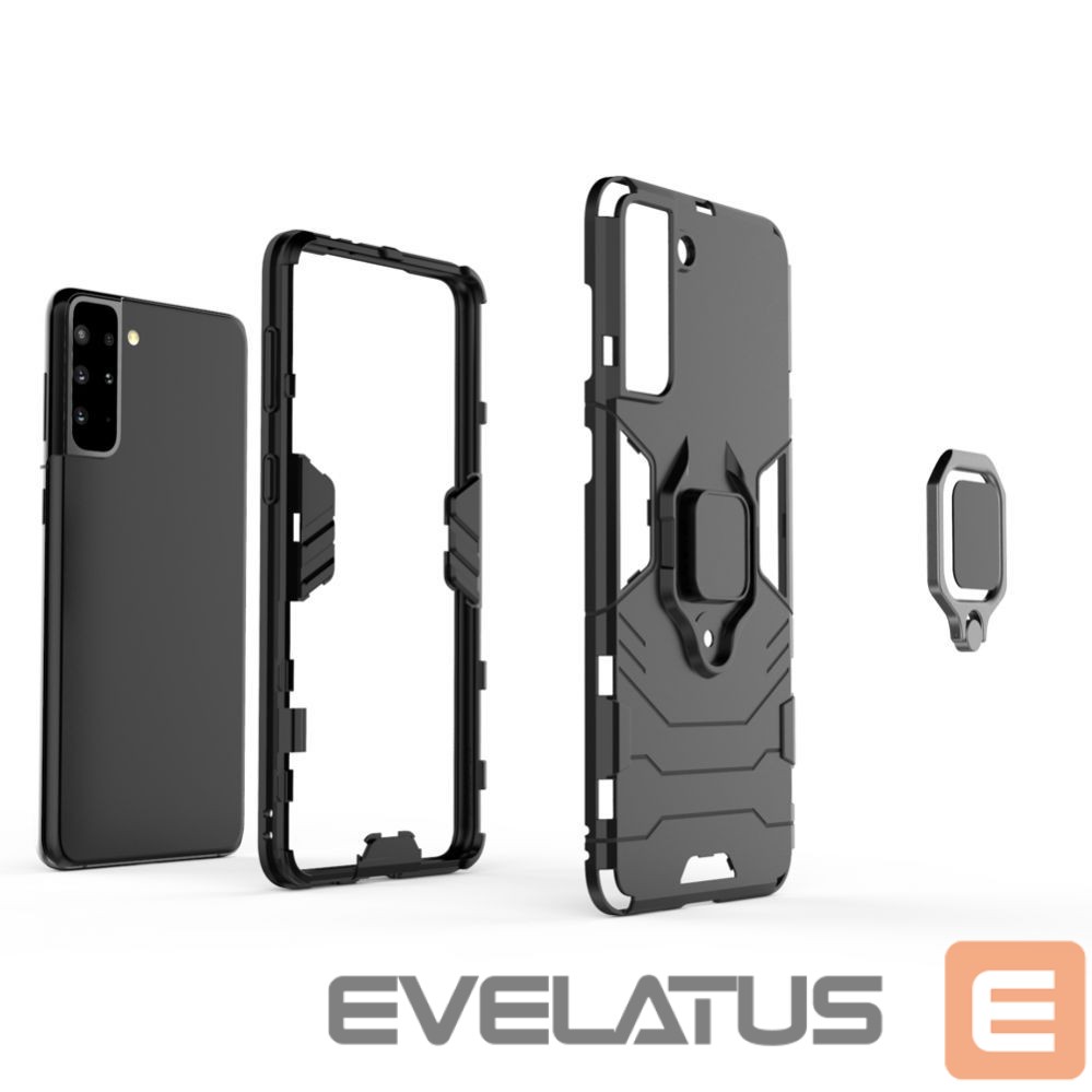 Nugarėlės dėklai Hurtel Ring Armor tough hybrid case cover + magnetic holder for Samsung Galaxy S22 + (S22 Plus) black
