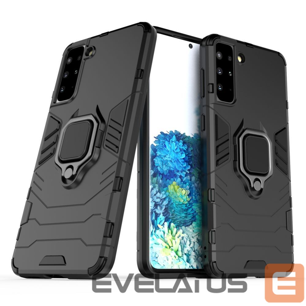 Nugarėlės dėklai Hurtel Ring Armor tough hybrid case cover + magnetic holder for Samsung Galaxy S22 + (S22 Plus) black