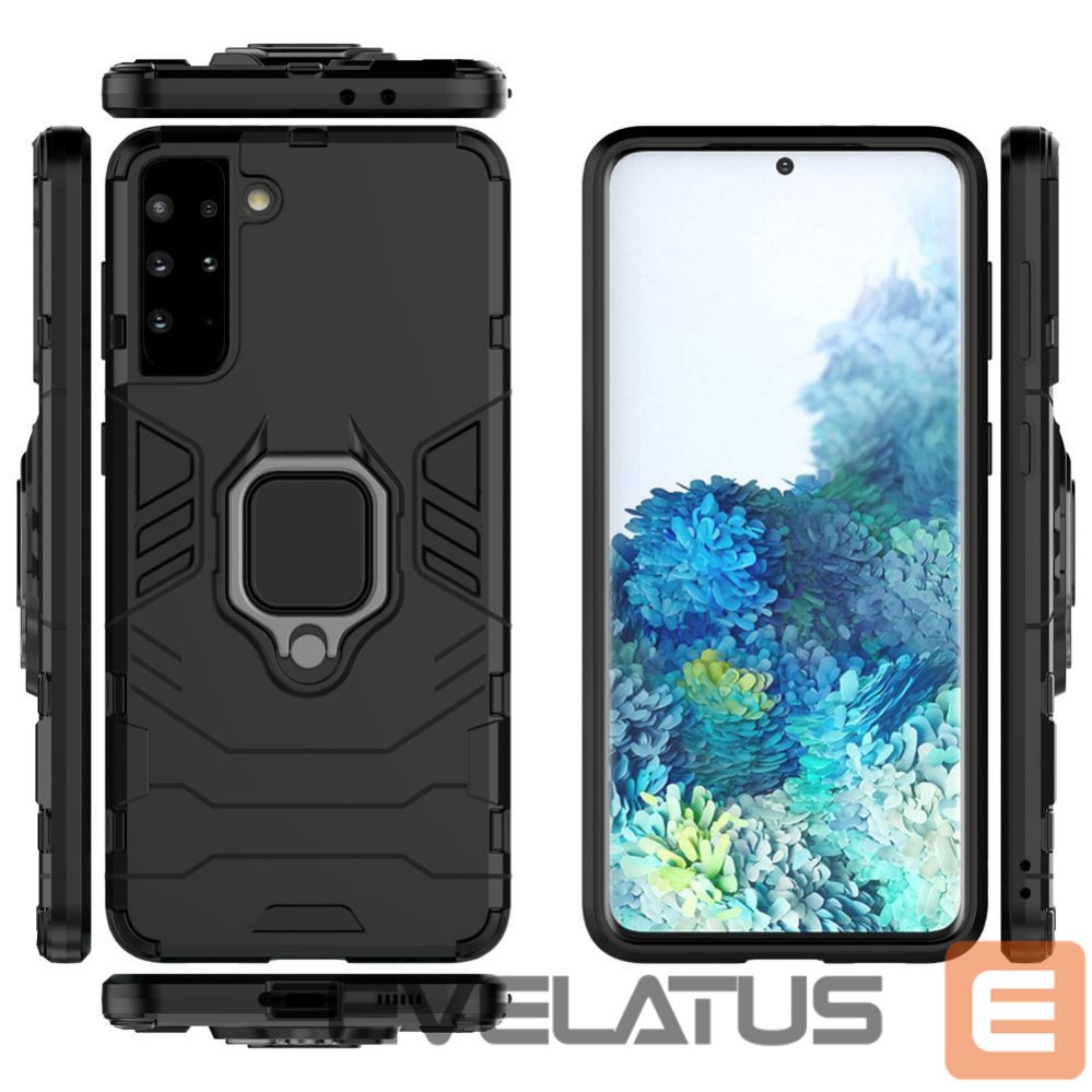 Nugarėlės dėklai Hurtel Ring Armor tough hybrid case cover + magnetic holder for Samsung Galaxy S22 + (S22 Plus) black