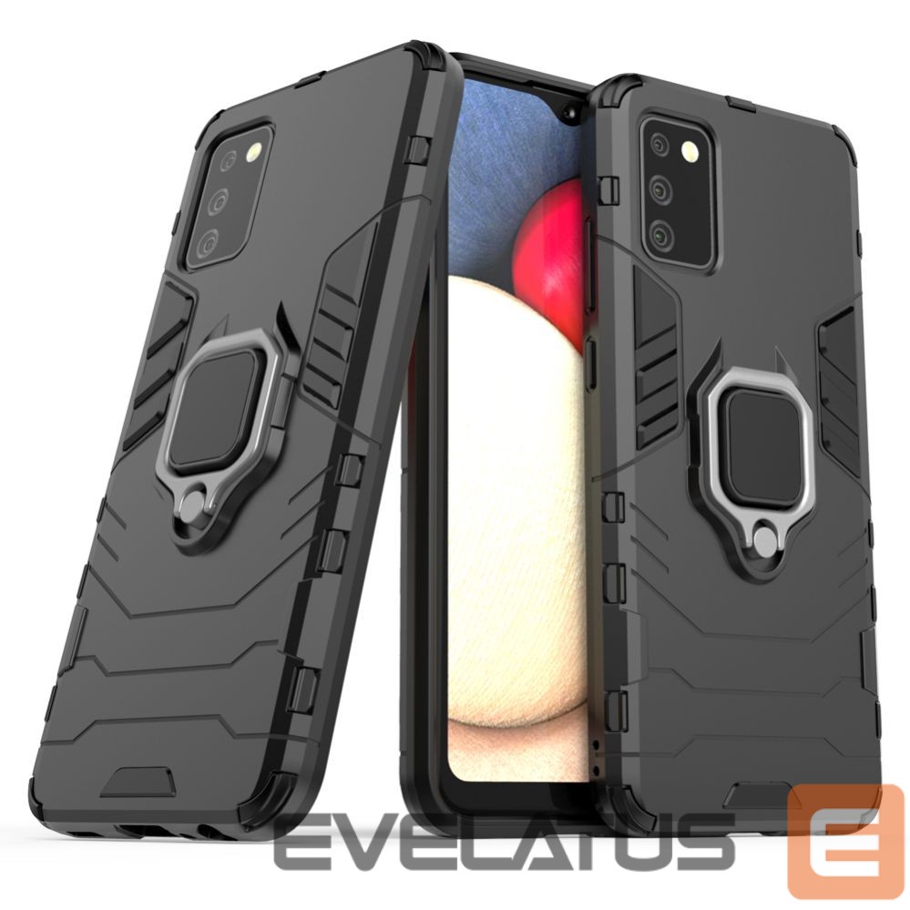Nugarėlės dėklai Hurtel Ring Armor tough hybrid case cover + magnetic holder for Samsung Galaxy A03s (166.5) black
