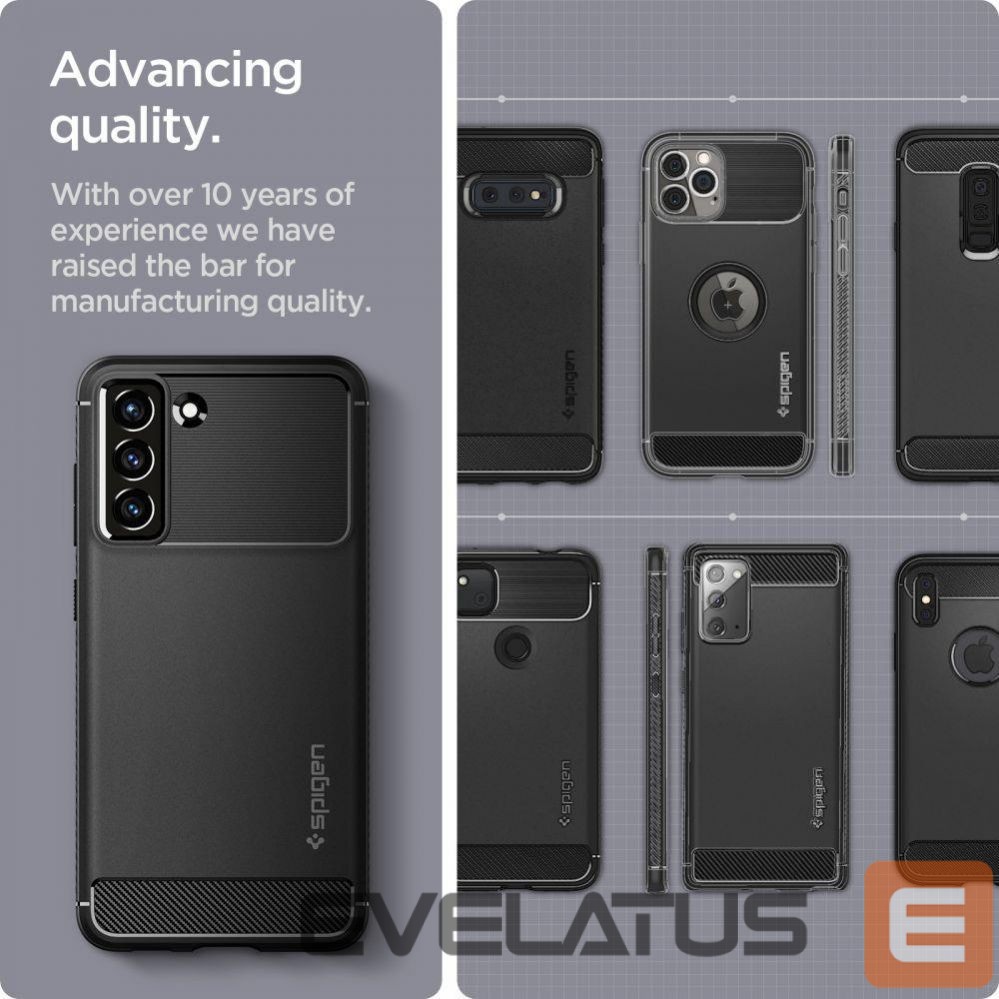 Nugarėlės dėklai Spigen Spigen Rugged Armor Case for Samsung Galaxy S21 FE - Matte Black