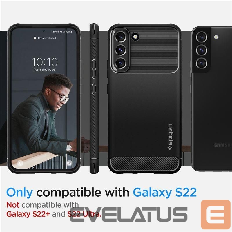 Nugarėlės dėklai Spigen Spigen Rugged Armor Case for Samsung Galaxy S22 - Matte Black