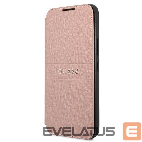 Nugarėlės dėklai Guess Guess GUBKS22MPSASBPI S22+ S906 pink/pink book Saffiano Stripes