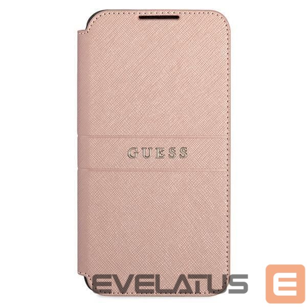 Nugarėlės dėklai Guess Guess GUBKS22MPSASBPI S22+ S906 pink/pink book Saffiano Stripes