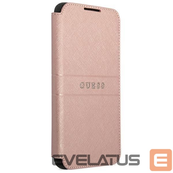 Nugarėlės dėklai Guess Guess GUBKS22MPSASBPI S22+ S906 pink/pink book Saffiano Stripes