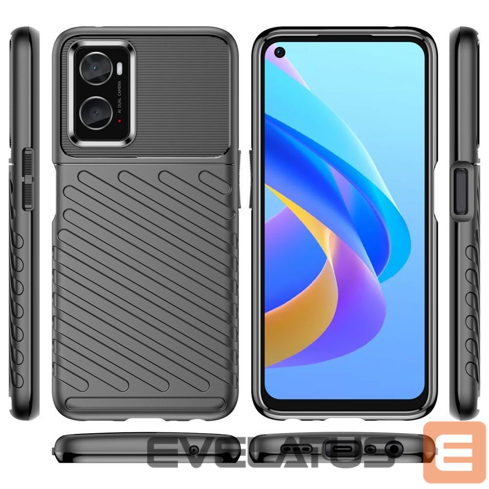 Nugarėlės dėklai Hurtel Thunder Case flexible armored cover for Oppo A76 / Oppo A36 / Realme 9i black