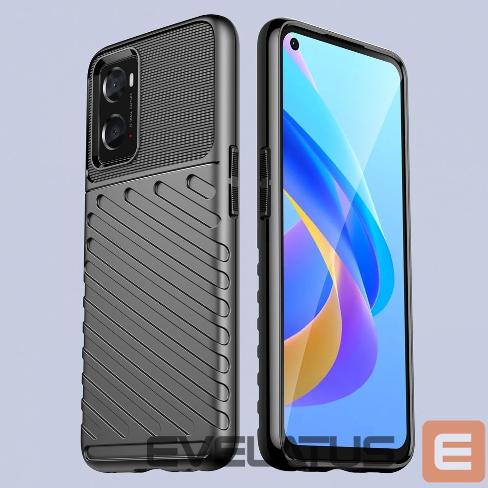 Nugarėlės dėklai Hurtel Thunder Case flexible armored cover for Oppo A76 / Oppo A36 / Realme 9i black