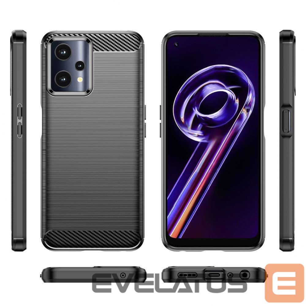 Nugarėlės dėklai Hurtel Carbon Case Flexible Cover Realme 9 Pro black