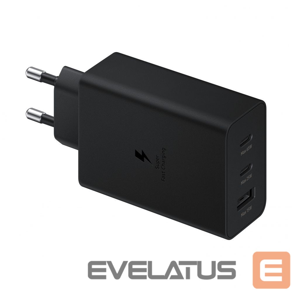 Adapteriai Samsung Samsung charger 2x USB Type C / USB PPS, Power Delivery PD 65W, QC 3.0, AFC, FCP black (EP-T6530NBEGEU)
