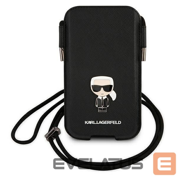Nugarėlės dėklai Karl Lagerfeld Karl Lagerfeld Saffiano Ikonik Karl 6.7'' handbag - black