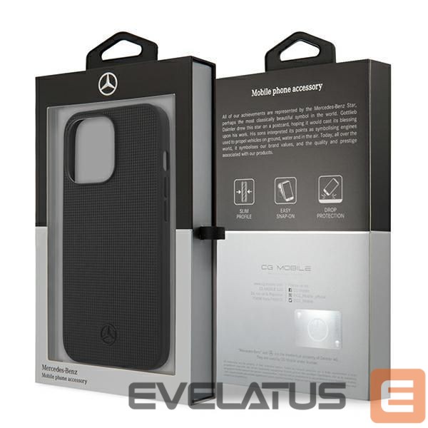 Nugarėlės dėklai Mercedes-Benz Mercedes Leather Meshed Metal Logo Case for iPhone 13 Pro / iPhone 13 - Black