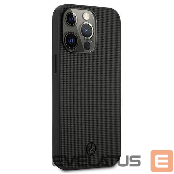 Nugarėlės dėklai Mercedes-Benz Mercedes Leather Meshed Metal Logo Case for iPhone 13 Pro / iPhone 13 - Black