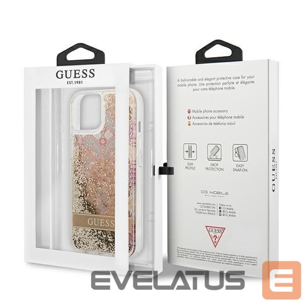 Nugarėlės dėklai Guess Guess GUHCP13SLFLSD iPhone 13 mini 5.4" gold/gold hardcase Paisley Liquid Glitter