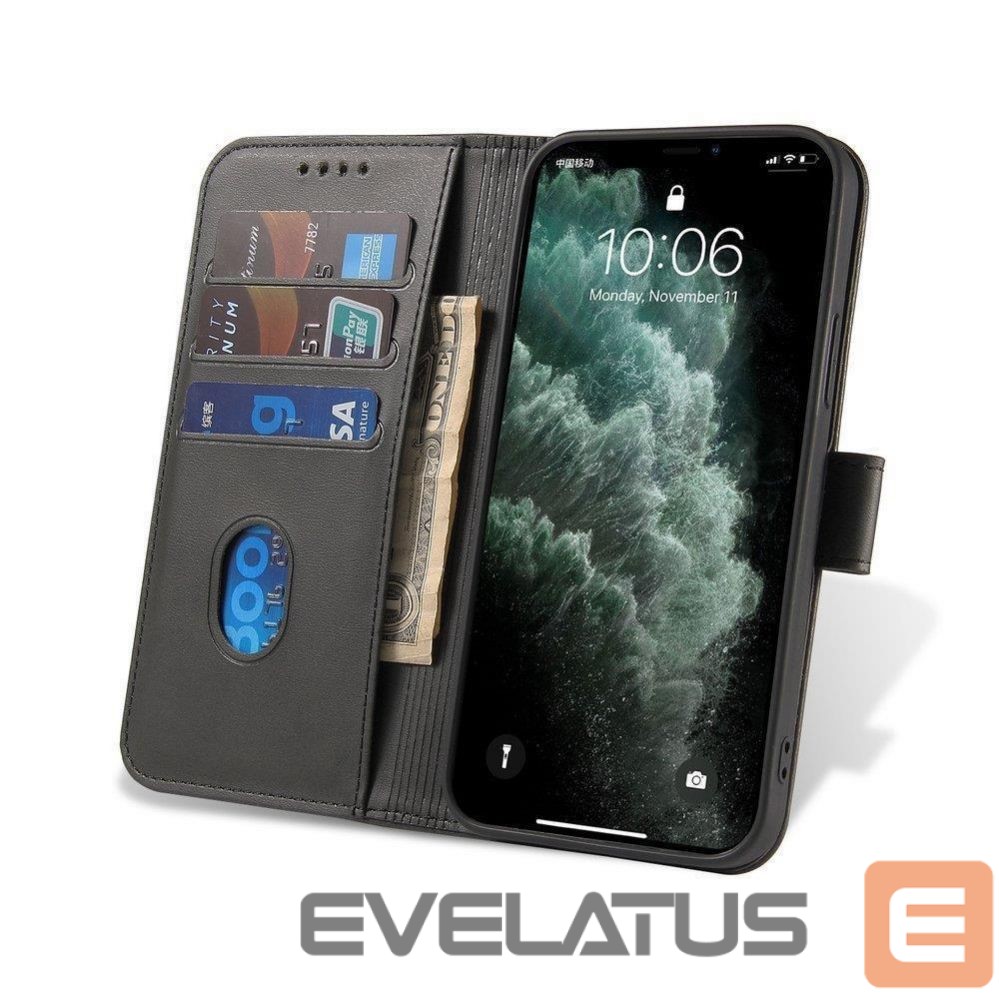 Nugarėlės dėklai Hurtel Magnet Case elegant case case cover with a flap and stand function for Motorola Moto E32 black