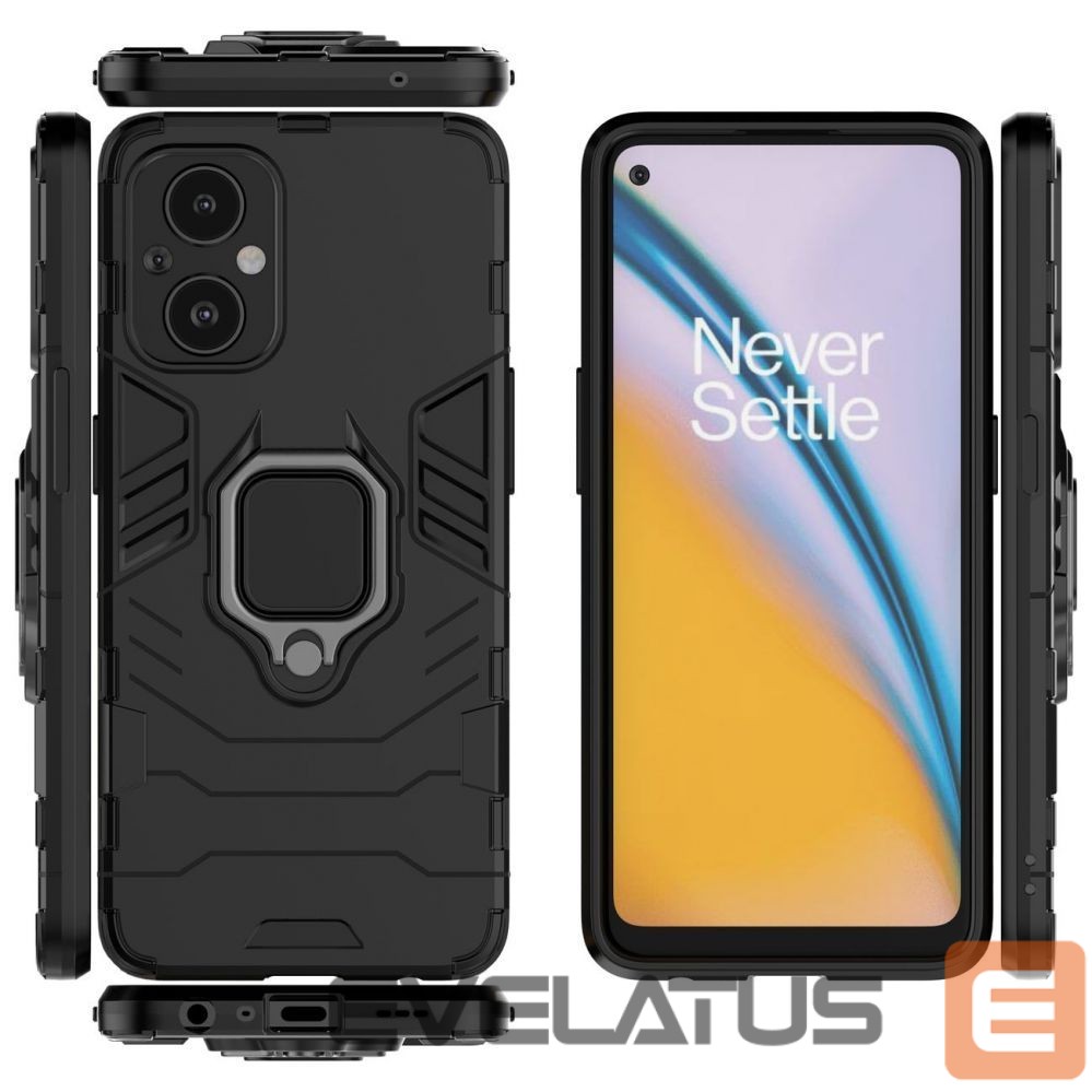 Nugarėlės dėklai Hurtel Ring Armor tough hybrid case cover + magnetic holder for OnePlus Nord N20 5G black