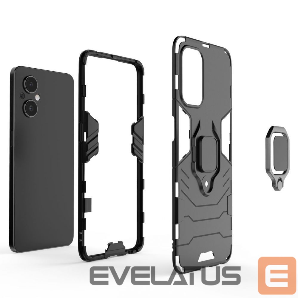 Nugarėlės dėklai Hurtel Ring Armor tough hybrid case cover + magnetic holder for OnePlus Nord N20 5G black