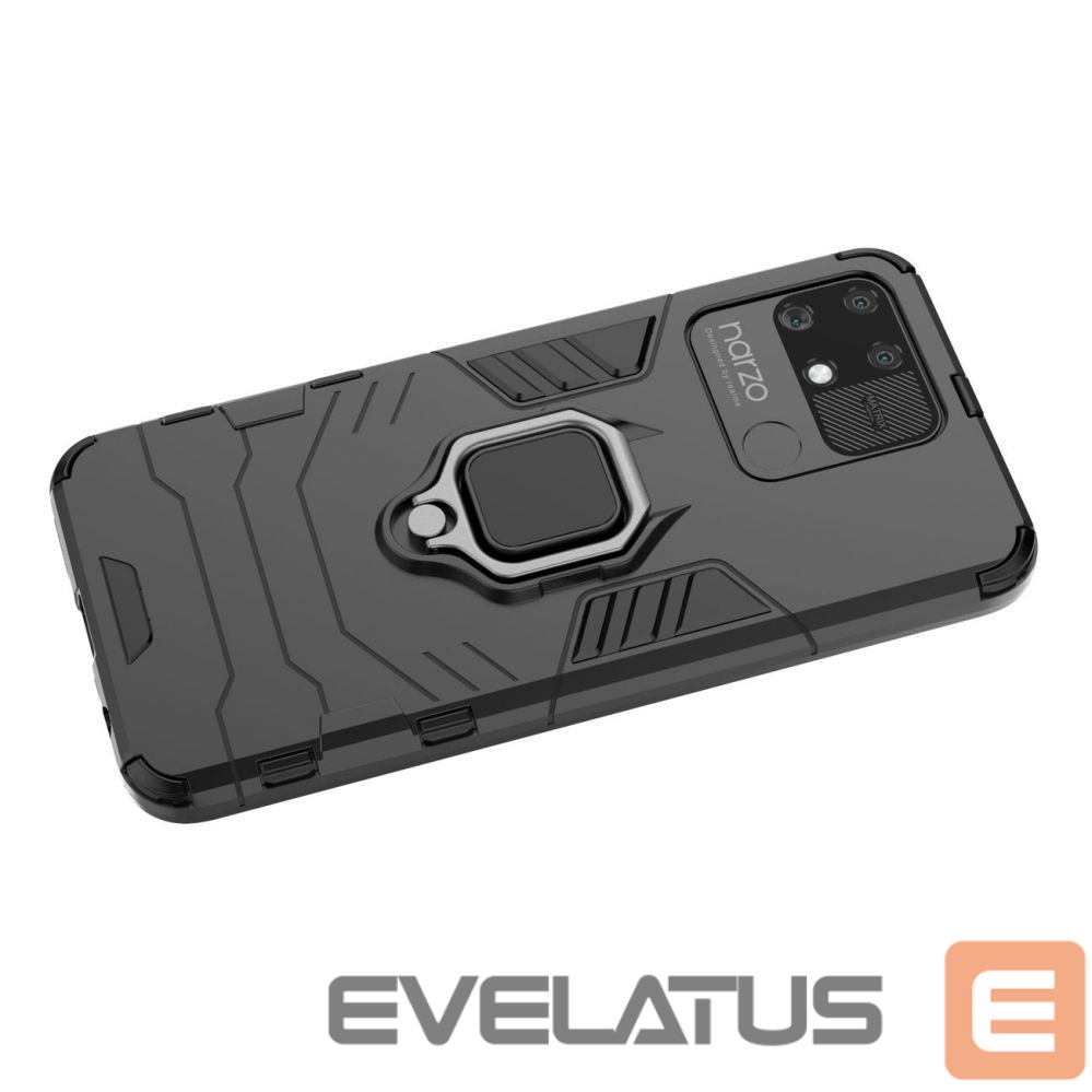 Nugarėlės dėklai Hurtel Ring Armor tough hybrid case cover + magnetic holder Realme Narzo 50A black
