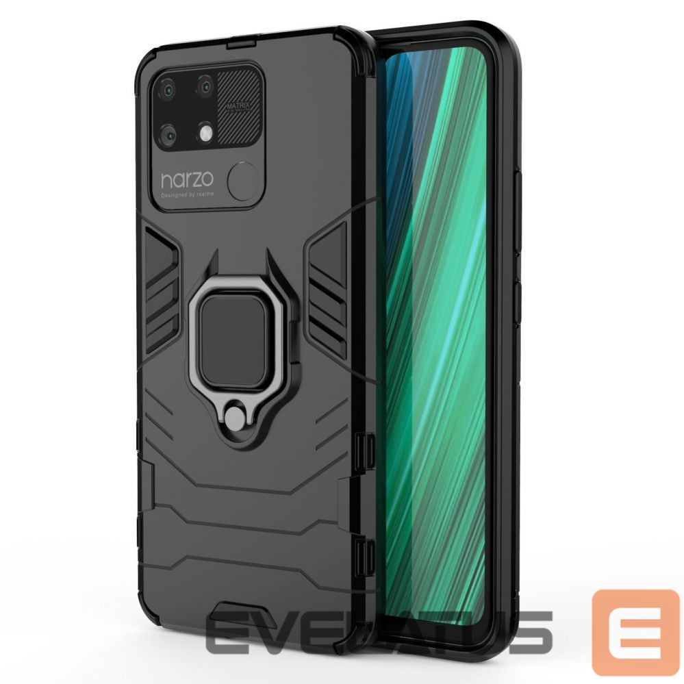 Nugarėlės dėklai Hurtel Ring Armor tough hybrid case cover + magnetic holder Realme Narzo 50A black