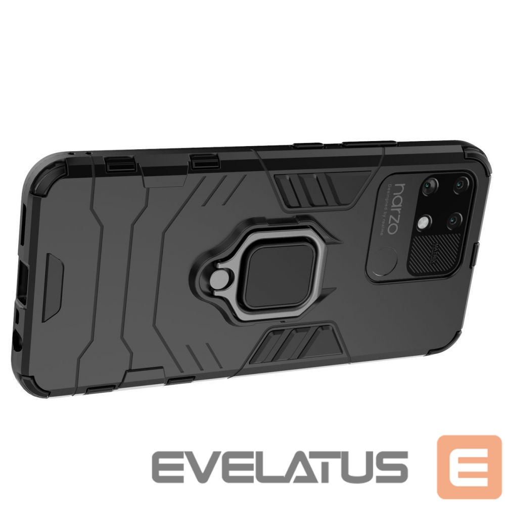 Nugarėlės dėklai Hurtel Ring Armor tough hybrid case cover + magnetic holder Realme Narzo 50A black