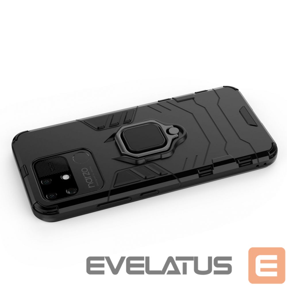 Nugarėlės dėklai Hurtel Ring Armor tough hybrid case cover + magnetic holder Realme Narzo 50A black