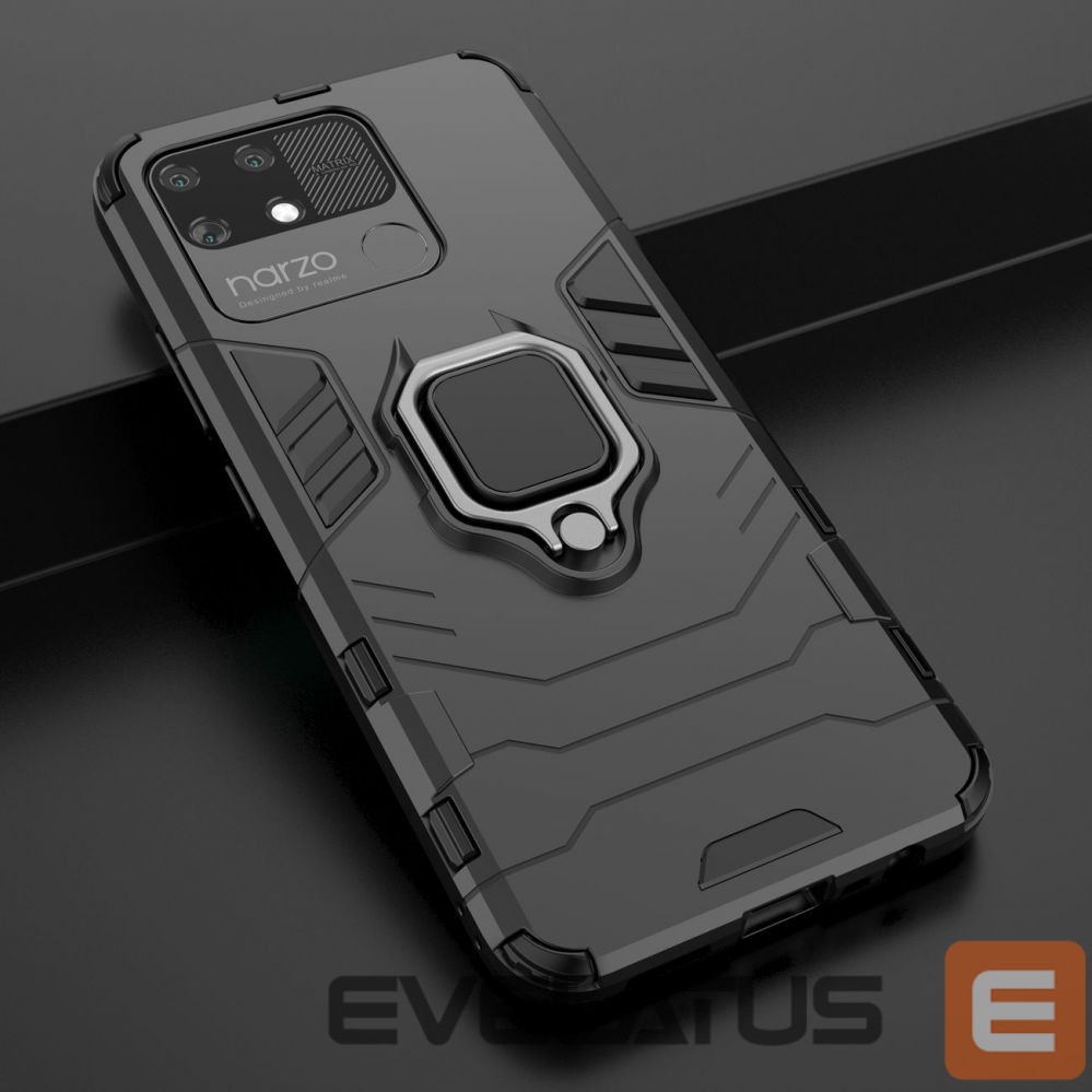 Nugarėlės dėklai Hurtel Ring Armor tough hybrid case cover + magnetic holder Realme Narzo 50A black