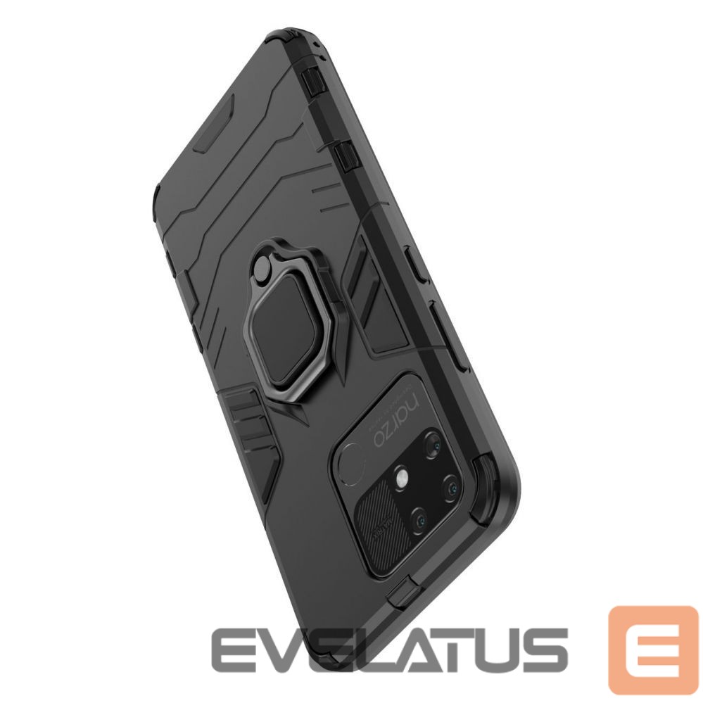 Nugarėlės dėklai Hurtel Ring Armor tough hybrid case cover + magnetic holder Realme Narzo 50A black