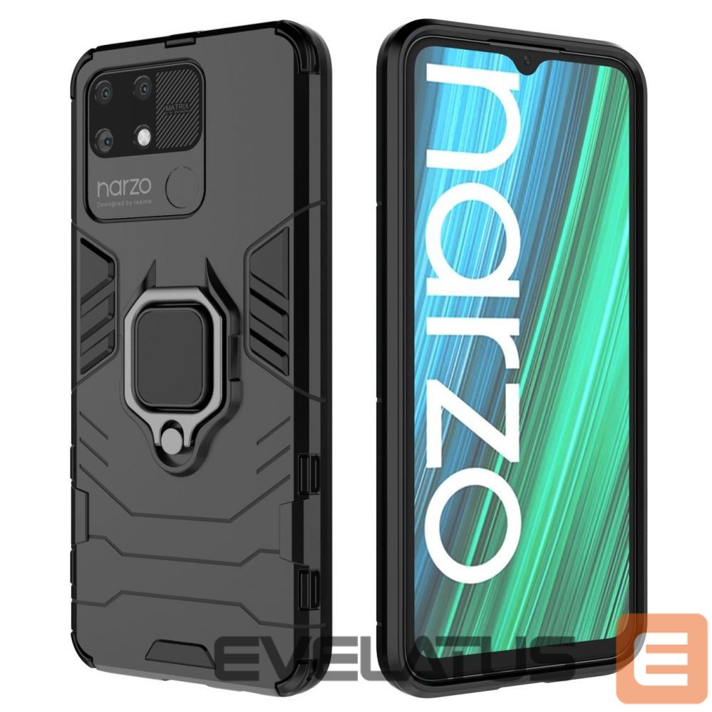 Nugarėlės dėklai Hurtel Ring Armor tough hybrid case cover + magnetic holder Realme Narzo 50A black
