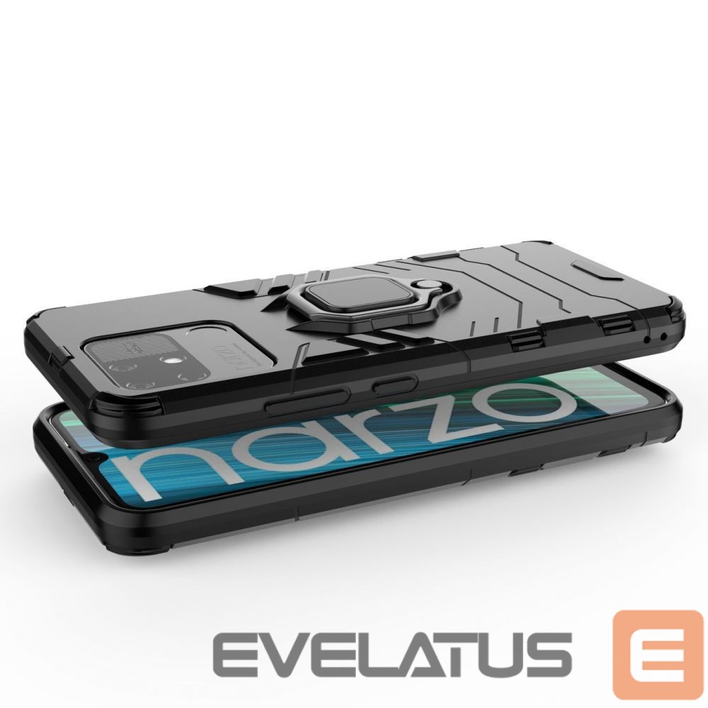Nugarėlės dėklai Hurtel Ring Armor tough hybrid case cover + magnetic holder Realme Narzo 50A black