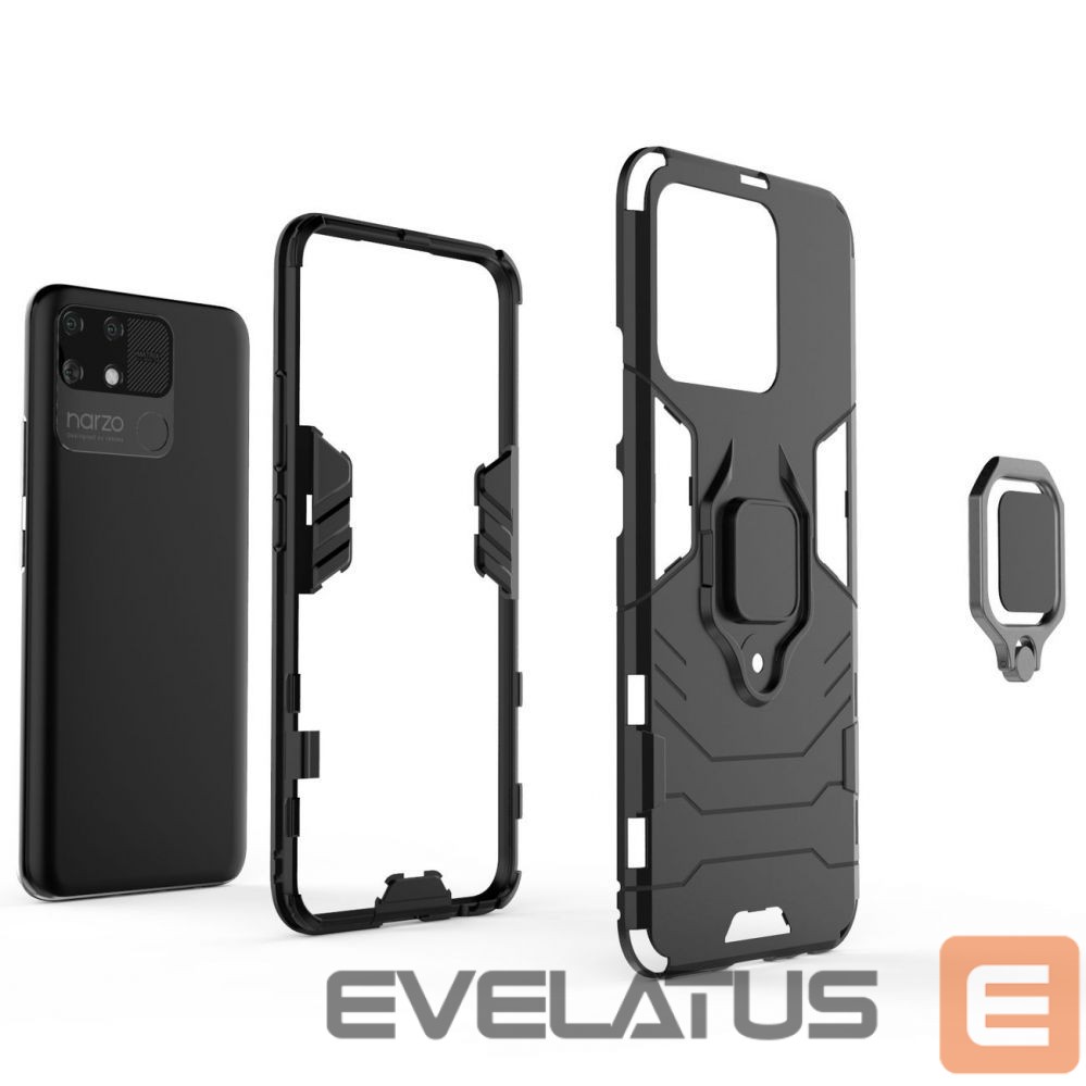 Nugarėlės dėklai Hurtel Ring Armor tough hybrid case cover + magnetic holder Realme Narzo 50A black