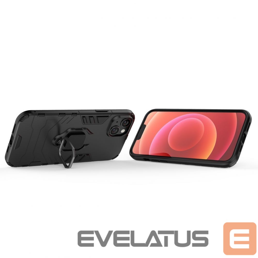 Nugarėlės dėklai Hurtel Ring Armor case for iPhone 14 armored cover magnetic holder ring black