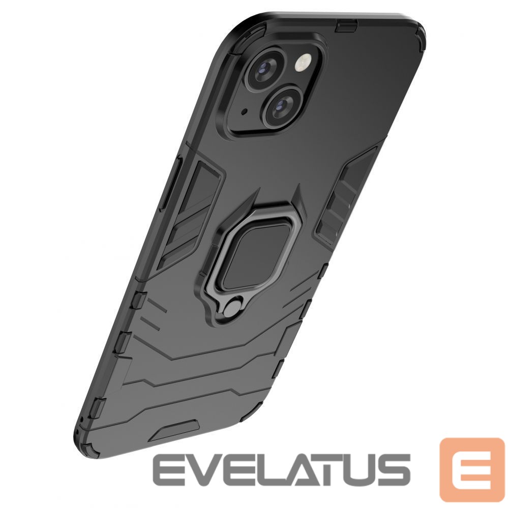 Nugarėlės dėklai Hurtel Ring Armor case for iPhone 14 armored cover magnetic holder ring black