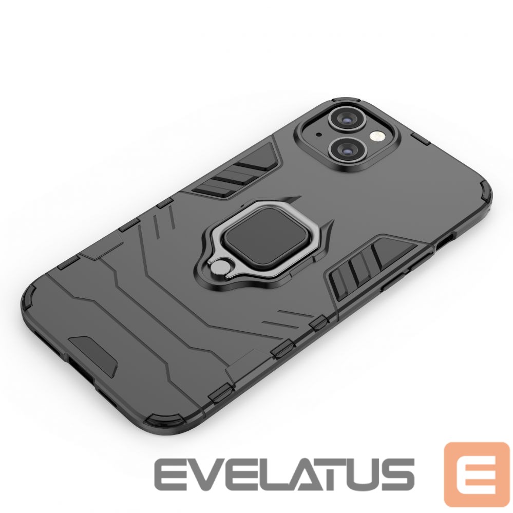 Nugarėlės dėklai Hurtel Ring Armor case for iPhone 14 armored cover magnetic holder ring black