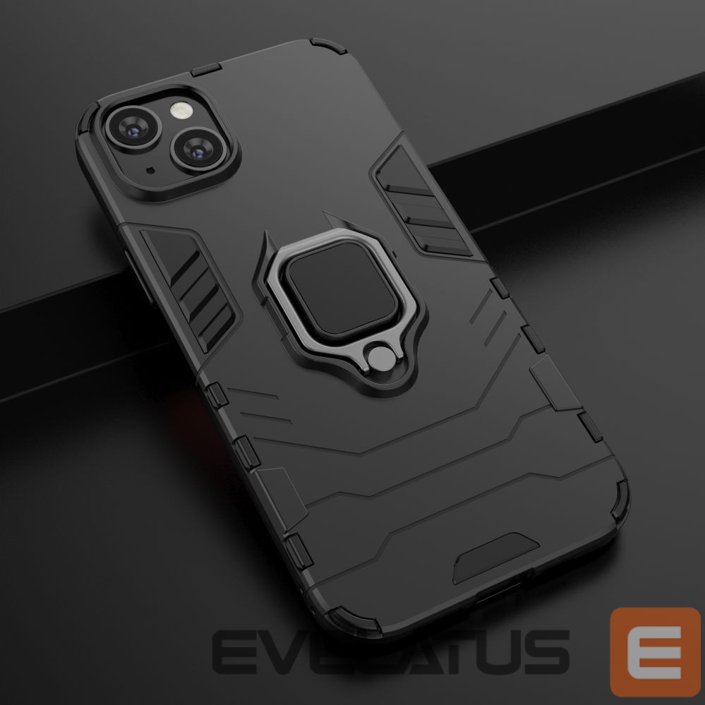 Nugarėlės dėklai Hurtel Ring Armor case for iPhone 14 armored cover magnetic holder ring black