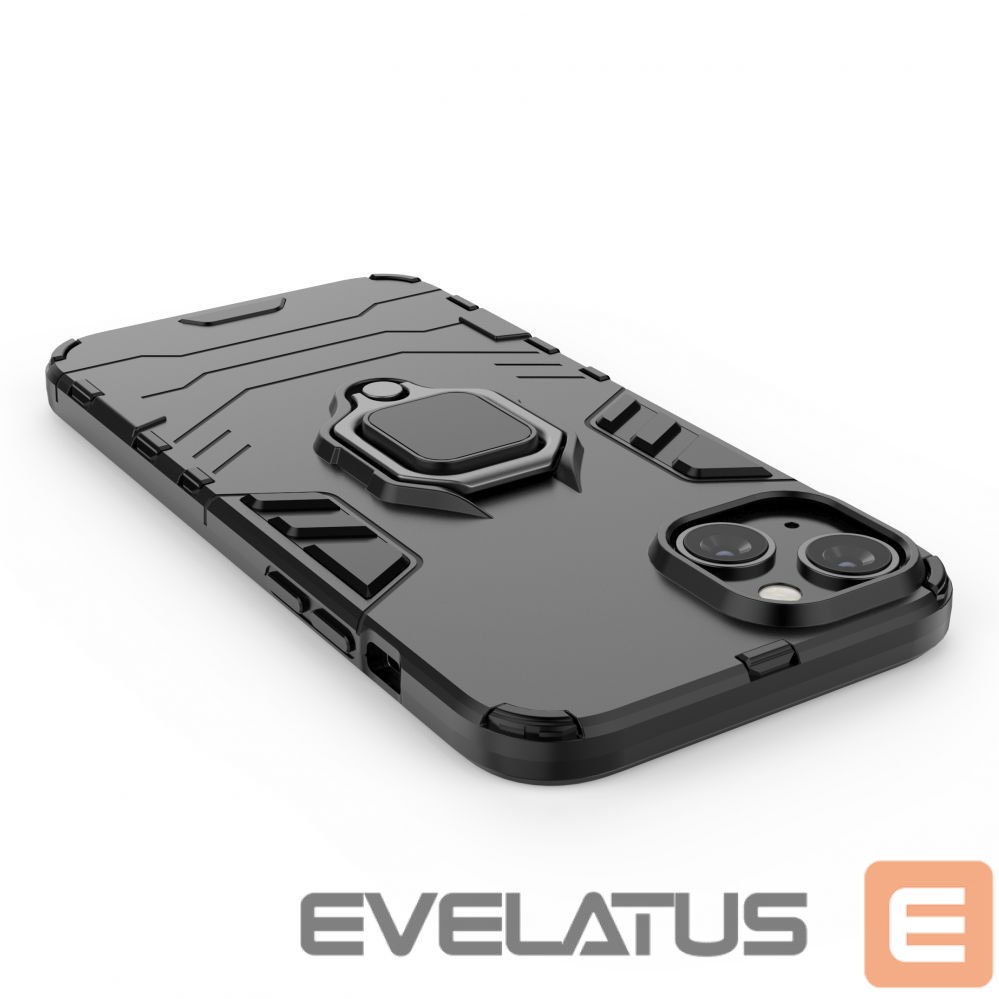 Nugarėlės dėklai Hurtel Ring Armor case for iPhone 14 armored cover magnetic holder ring black