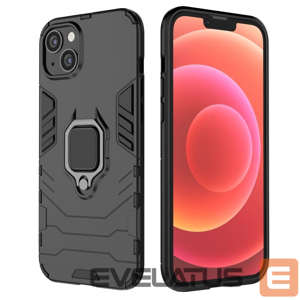 Nugarėlės dėklai Hurtel Ring Armor case for iPhone 14 armored cover magnetic holder ring black