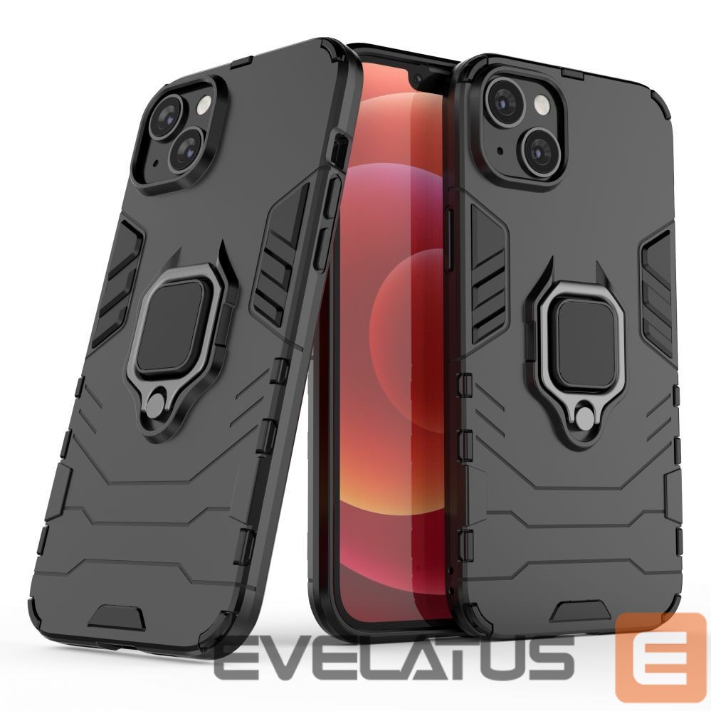 Nugarėlės dėklai Hurtel Ring Armor case for iPhone 14 armored cover magnetic holder ring black