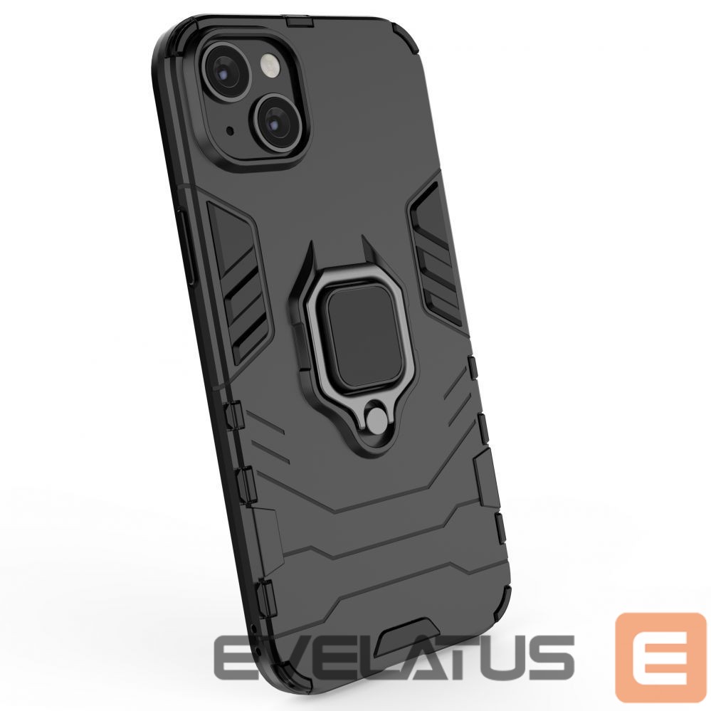 Nugarėlės dėklai Hurtel Ring Armor case for iPhone 14 armored cover magnetic holder ring black