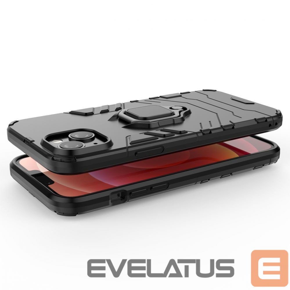 Nugarėlės dėklai Hurtel Ring Armor case for iPhone 14 Pro Max armored cover magnetic holder ring black