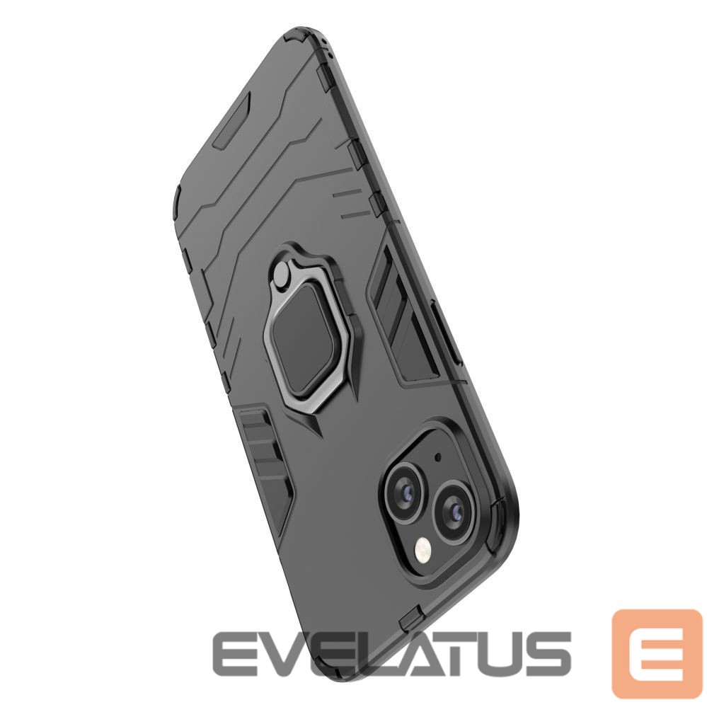 Nugarėlės dėklai Hurtel Ring Armor case for iPhone 14 Pro Max armored cover magnetic holder ring black