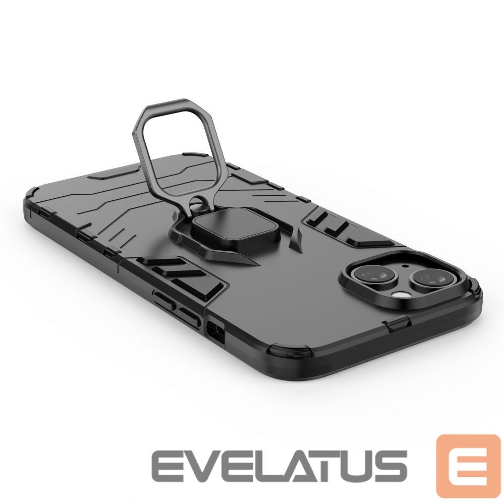 Nugarėlės dėklai Hurtel Ring Armor case for iPhone 14 Pro Max armored cover magnetic holder ring black
